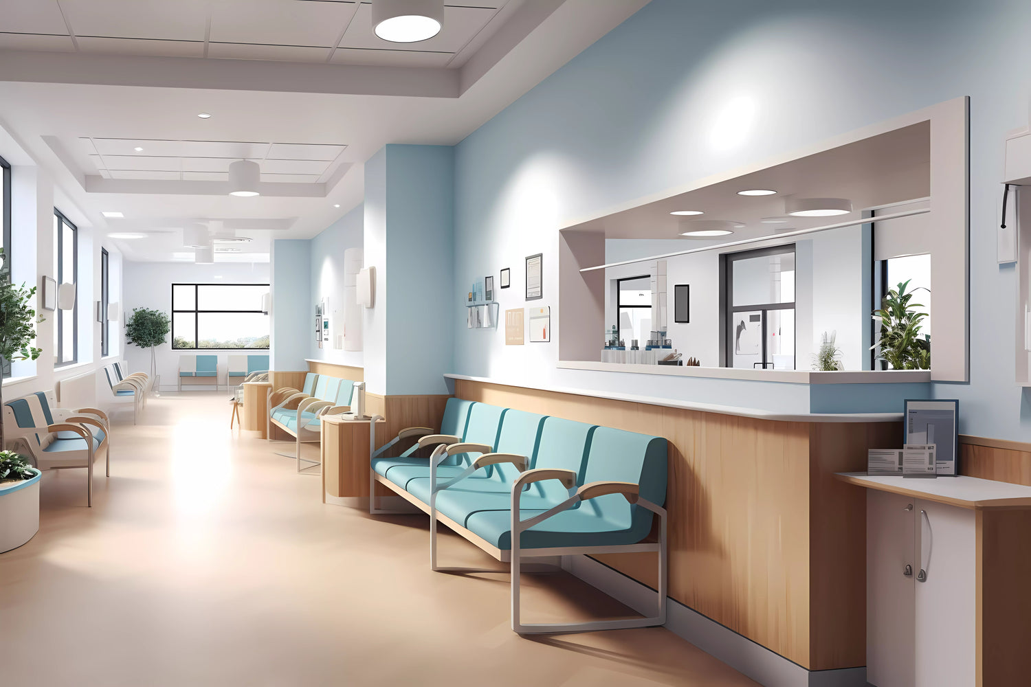 Empty hospital waiting room